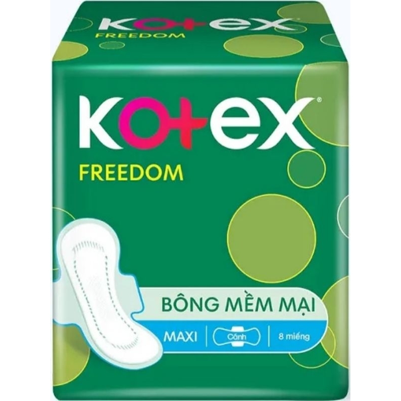 Combo 8 gói băng vệ sinh Kotex Freedom maxi cánh/ko cánh 8 miếng/gói (giá mới)