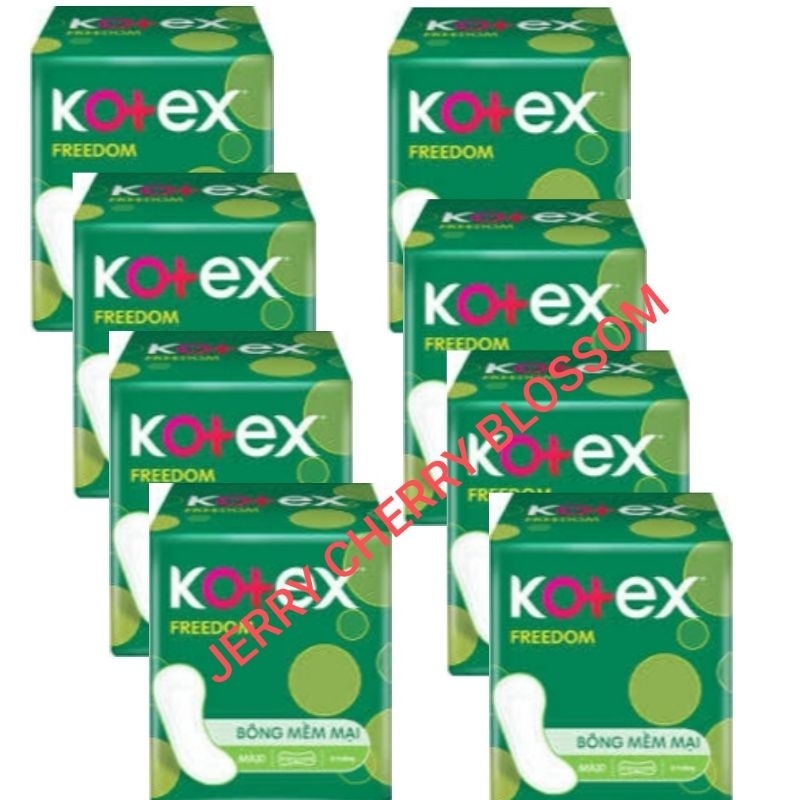 Combo 8 gói băng vệ sinh Kotex Freedom maxi cánh/ko cánh 8 miếng/gói (giá mới)