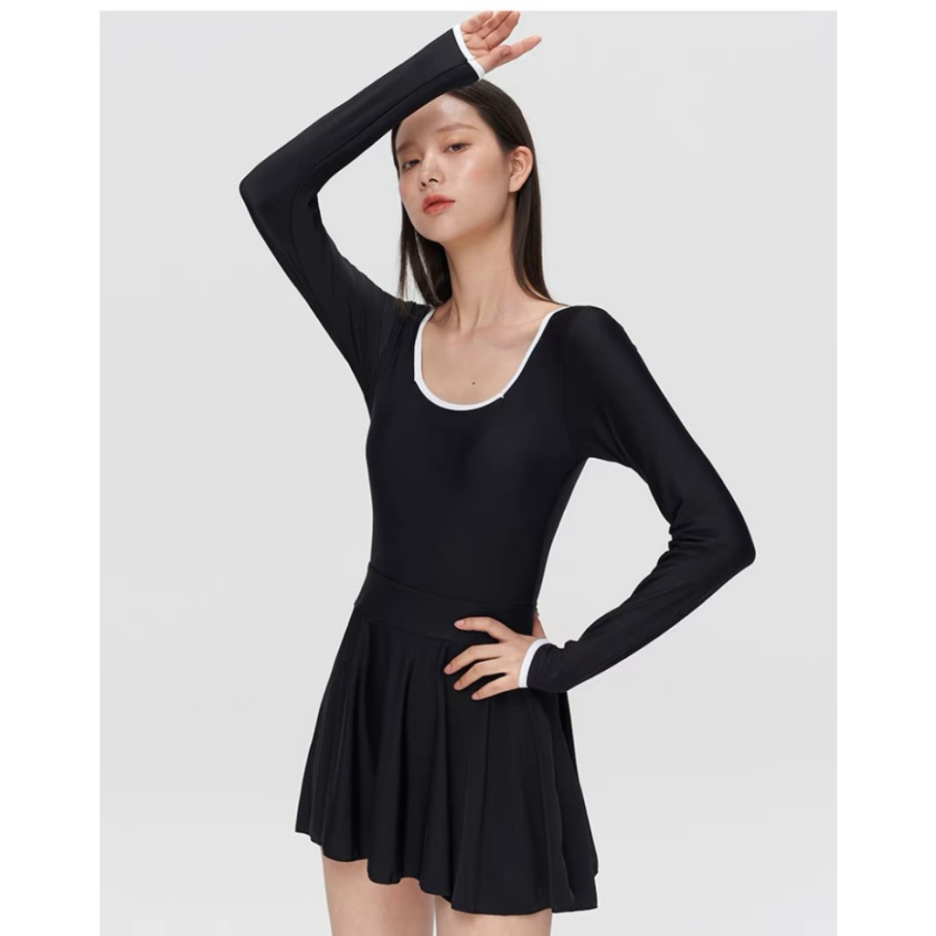 Bikini đi biển, đồ bơi nữ váy dài tay cổ U sexy (cổ U 001) HAN.T SHOP