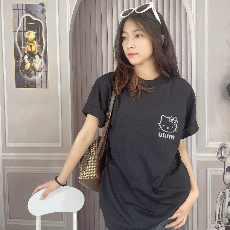 [ In Nhũ Bạc Vải 250GSM] Áo Thun Mèo Kitty In Nhũ Lấp Lánh Vải Cotton Cao Cấp Premium Thoáng Mát Mềm Mịn - APKITTY
