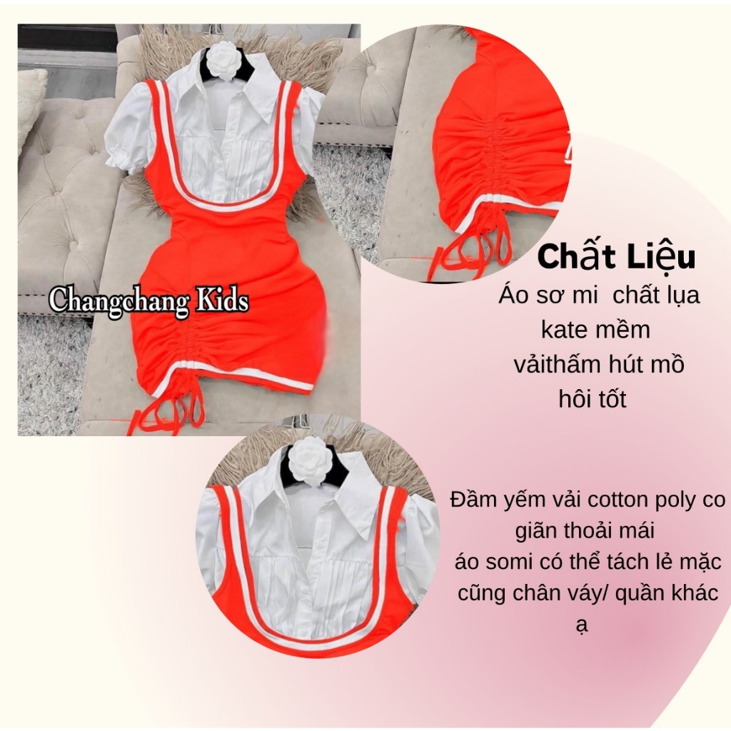SALE SALE Sét bộ đầm kèm sơ mi cho bé gái từ 12-55kg