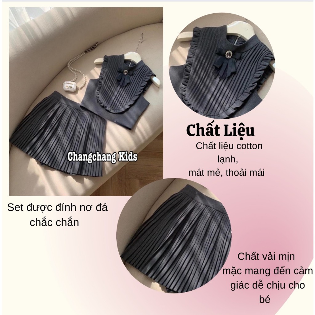 Bộ váy dập li Hàn Quốc bé gái size nhỏ đến size đại cho mẹ và bé 15 đến 55kg