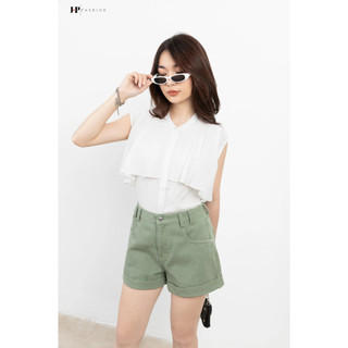 Áo Sơ Mi Công Sở JP FASHION Sát Nách Phối Bèo Phủ Vai Cổ Tròn Vải Kate Nhẹ Rủ Mềm Mịn, Mát, Không Nhăn 10609036
