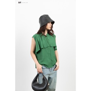Áo Sơ Mi Công Sở JP FASHION Sát Nách Phối Bèo Phủ Vai Cổ Tròn Vải Kate Nhẹ Rủ Mềm Mịn, Mát, Không Nhăn 10609036