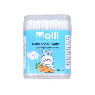 Tăm bông trẻ em Molli kháng khuẩn cho bé từ sơ sinh ngoáy tai, mũi