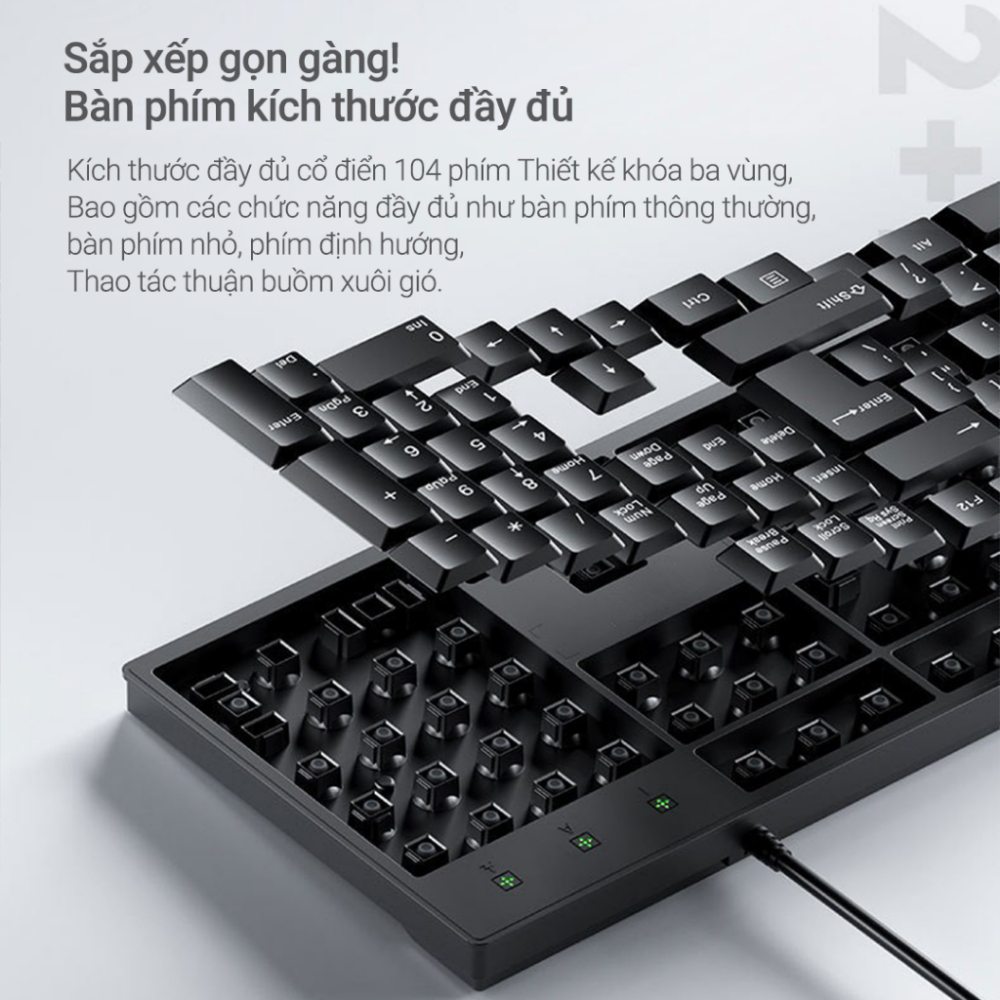 Combo Bàn Phím Chuột Máy Tính Văn Phòng DEIOG DY 818 Thiết Kế Khay Đựng Bút Hàng Chính Hãng