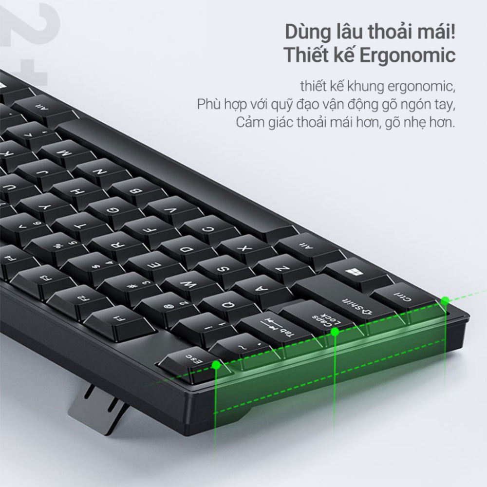 Combo Bàn Phím Chuột Máy Tính Văn Phòng DEIOG DY 818 Thiết Kế Khay Đựng Bút Hàng Chính Hãng