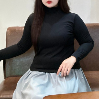 Áo thun bigsize nữ tay áo dài cổ lọ nữ tính chất nỉ gân ấm áp tôn dáng cho nàng chubby G216