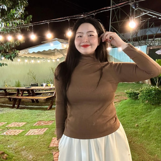 Áo thun bigsize nữ tay áo dài cổ lọ nữ tính chất nỉ gân ấm áp tôn dáng cho nàng chubby G216