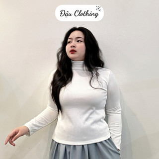 Áo thun bigsize nữ tay áo dài cổ lọ nữ tính chất nỉ gân ấm áp tôn dáng cho nàng chubby G216