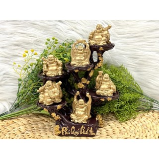 Bộ 6 Tượng Bồ Tát Di Lặc(Phật Di Lặc) tọa đế Phú Quý Bình An (màu vàng kim)