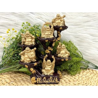 Bộ 6 Tượng Bồ Tát Di Lặc(Phật Di Lặc) tọa đế Phú Quý Bình An (màu vàng kim)