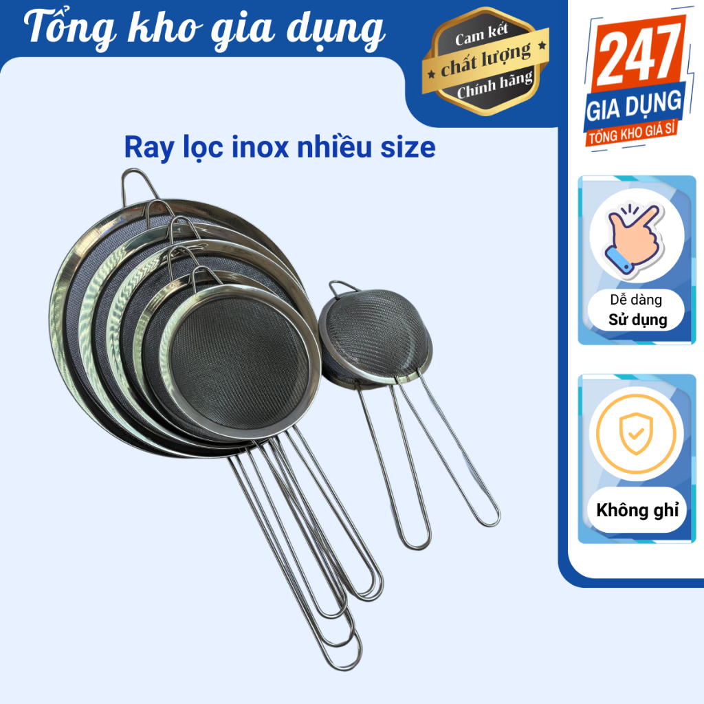 Rây lọc thức ăn bằng thép không gỉ tiện dụng cho nhà bếp đủ size - có ...