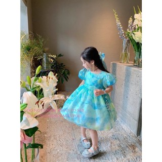 [TẶNG cột tóc nơ] Váy bé gái - đầm bé gái ngắn tay xòe xinh tiểu thư sang chảnh cho bé 12-24kg - Thời trang trẻ em