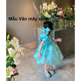 [TẶNG cột tóc nơ] Váy bé gái - đầm bé gái ngắn tay xòe xinh tiểu thư sang chảnh cho bé 12-24kg - Thời trang trẻ em