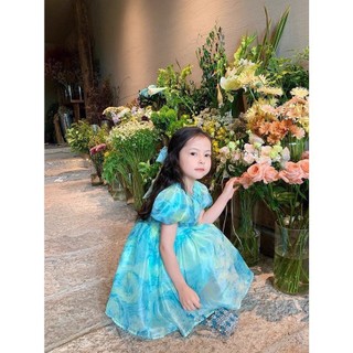 [TẶNG cột tóc nơ] Váy bé gái - đầm bé gái ngắn tay xòe xinh tiểu thư sang chảnh cho bé 12-24kg - Thời trang trẻ em