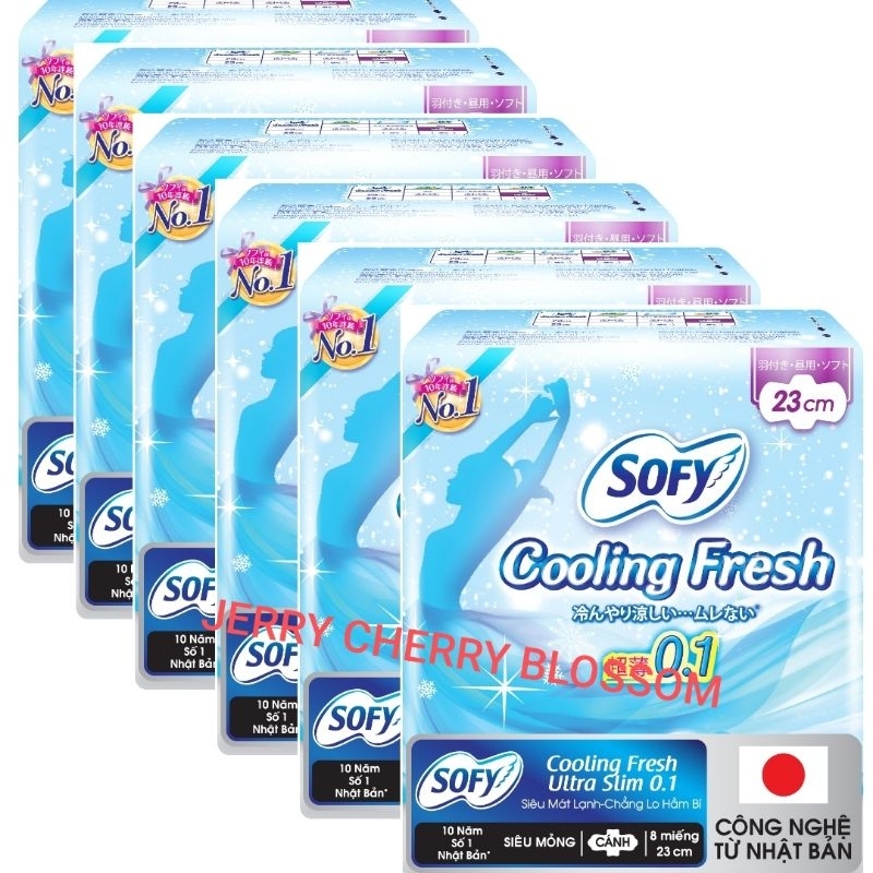 Lốc 6 gói băng vệ sinh Sofy cooling fresh 23cm 8 miếng/gói
