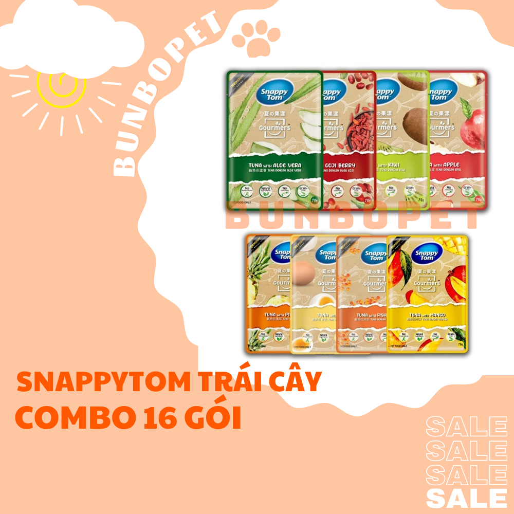 [Combo 16 Gói] Pate Snappy Tom Topping Trái Cây Gói 70g Cho Mèo ...