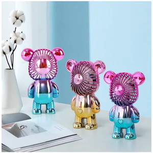 Quạt Mini Cầm Tay Gấu Bearbrick, Quạt Tích Điện Mini Để Bàn [Quạt.BB]