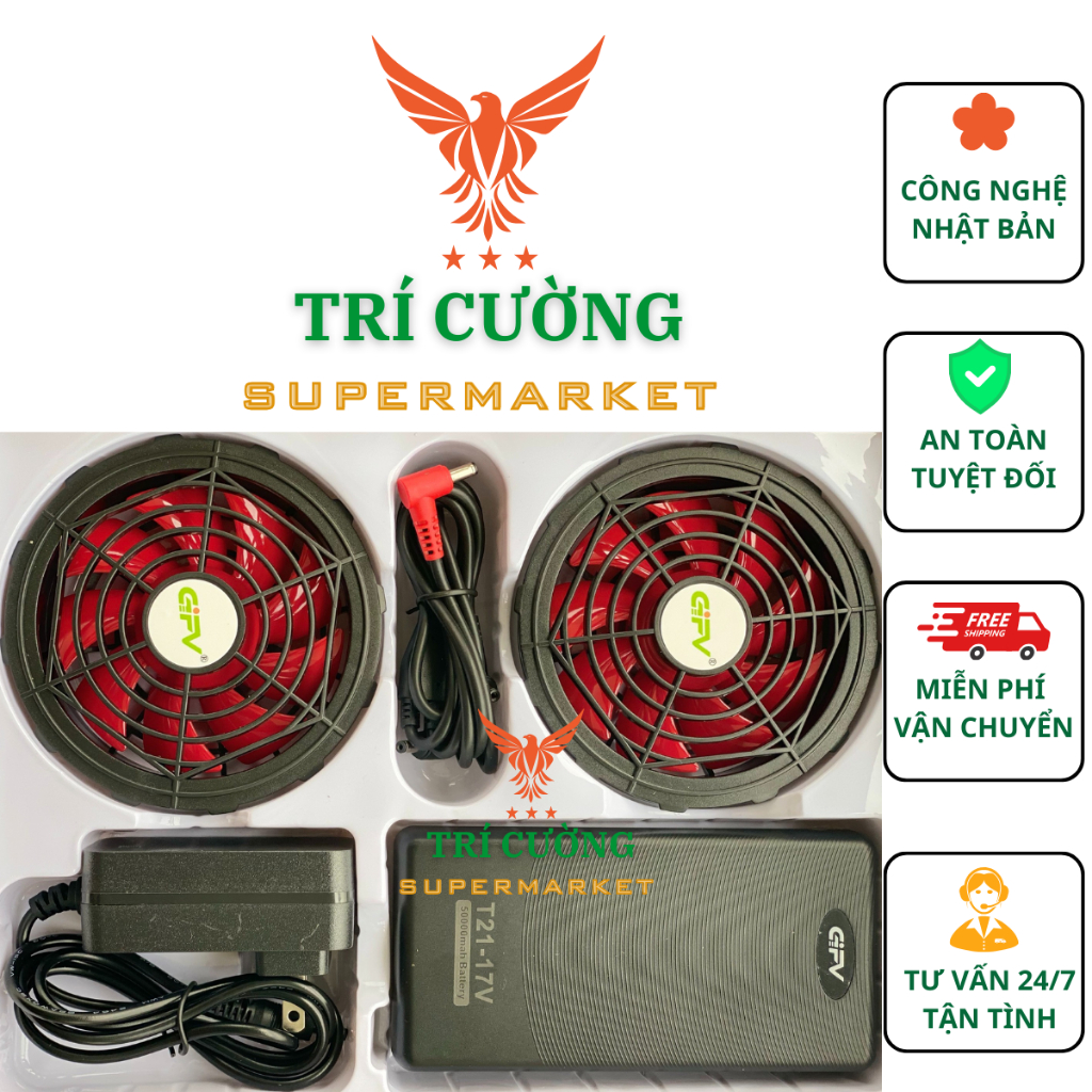 Pin Quạt Điều Hòa lắp áo điều hòa Nhật Bản Dstore (Pin + 2 Quạt ) Bảo ...