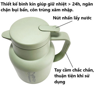 Bình giữ nhiệt lõi thuỷ tinh Hokori Việt Nhật. Vỏ nhựa nguyên sinh cao cấp