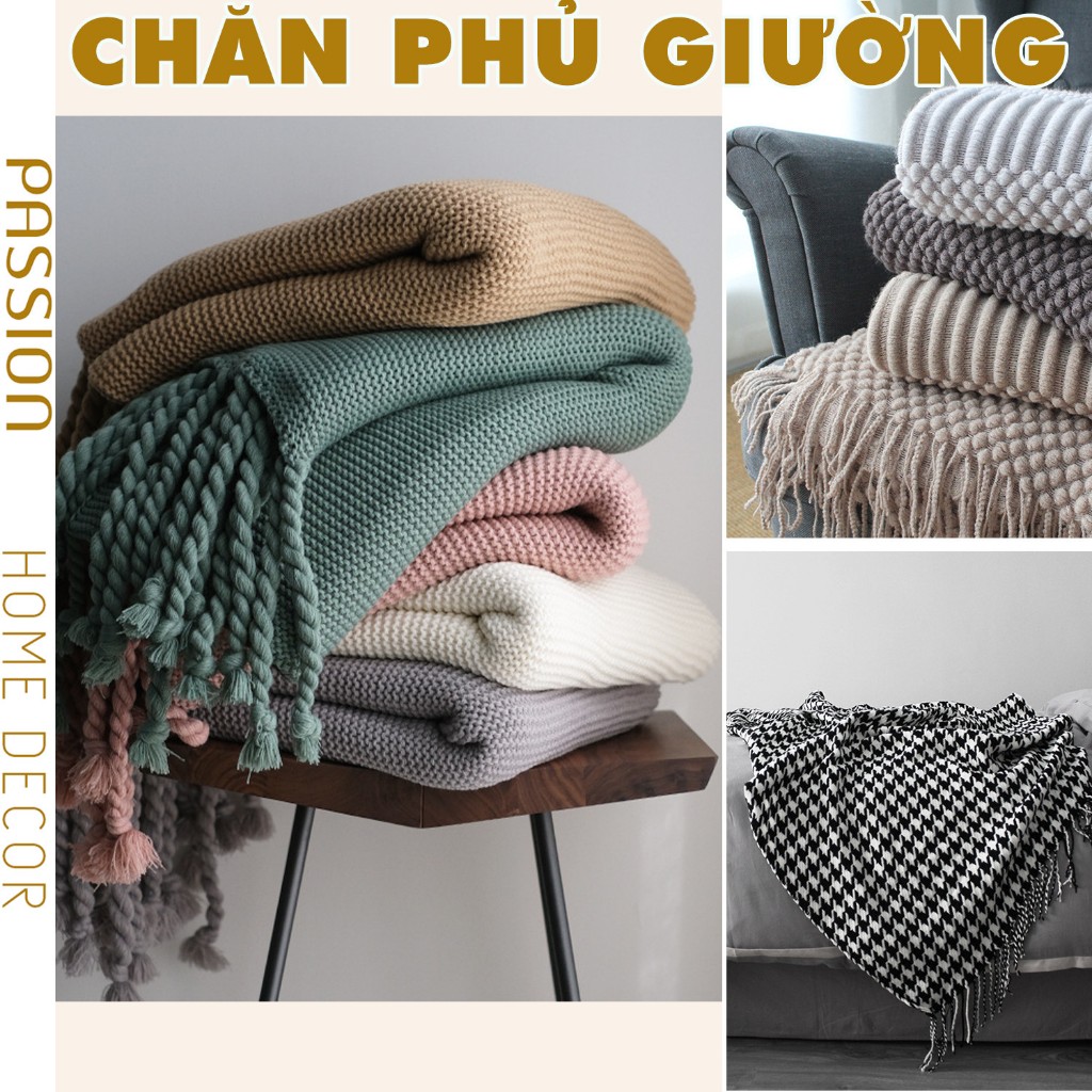 Chăn Phủ Ghế Sofa Đan Len Dệt Kim Cao Cấp Sang Trọng Phong Cách Bắc Âu