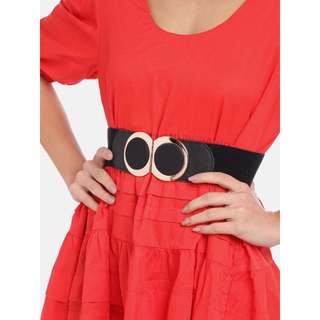 Đai váy liền, đai đầm liền, áo sơ mi, jumpsuit bản rộng, chất liệu co giãn, khóa kim loại họa họa tiết hình tròn W90