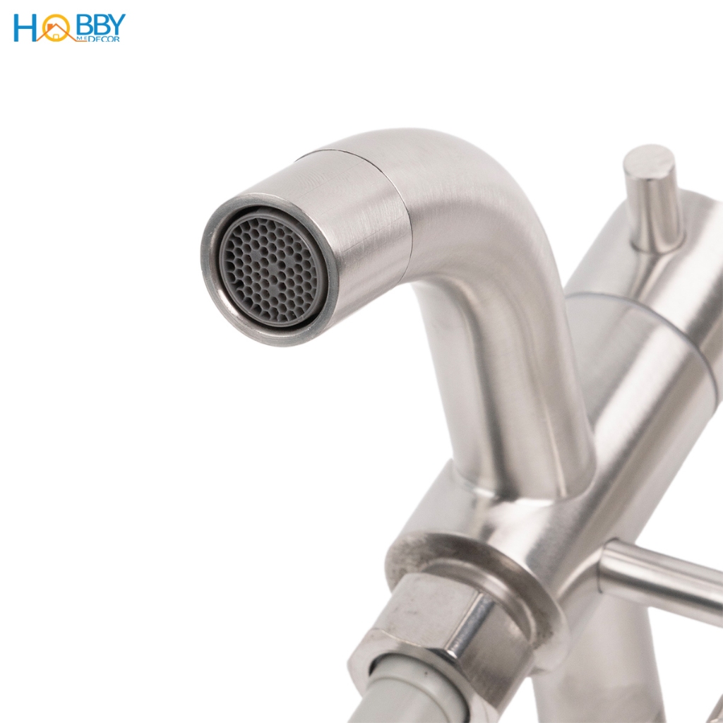 Vòi xả nước kèm vòi xịt rửa inox 304 dây lò xo Hobby home decor GXLX2