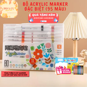 Bút Màu Acrylic Marker Hộp 95/142 Màu Cao Cấp Vẽ Lên Nhiều Chất Liệu Màu Sắc Tươi Sáng