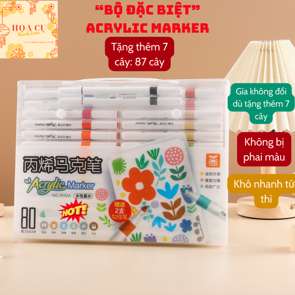 [Tặng Tập Tô Màu CC]Bút Màu Acrylic Marker Hộp 95/142 Màu Cao Cấp Vẽ Lên Nhiều Chất Liệu Màu Sắc Tươi Sáng
