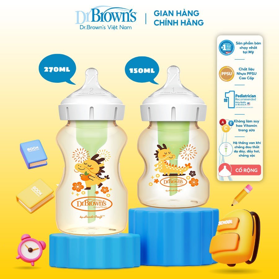 Bình sữa cổ rộng Dr.Brown's nhựa PPSU Option Plus 100% chính hãng 150ml ...