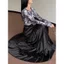 Chân váy lụa dài phối bèo 4 tầng maxi vải latin lót thun lụa siêu sang Lolalalo