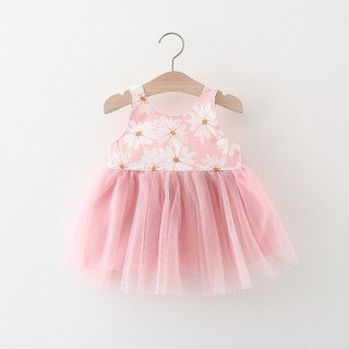 Đầm bé gái thời trang mùa hè 8-14kg Váy hoa bé gái sát nách phong cách Hàn D947