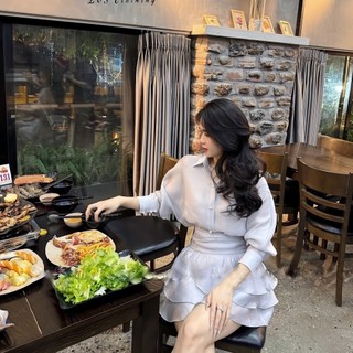 Sét váy tơ xốp 3 món cánh dơi chân váy 3 tầng MNP