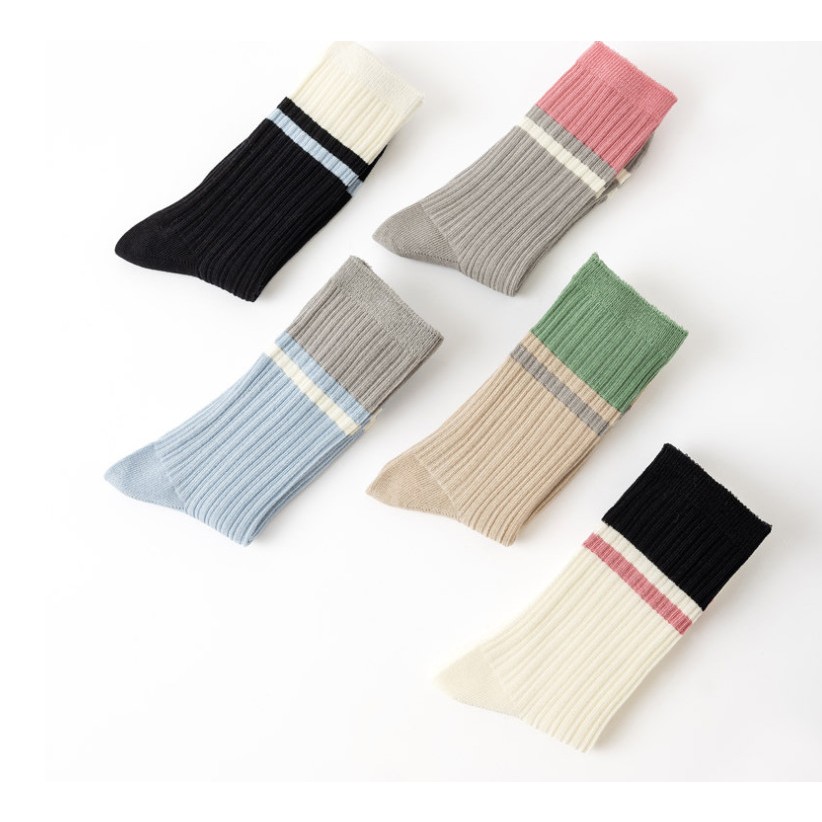 Vớ Tất cotton nữ 2 màu cổ cao phong cách trẻ trung, năng động