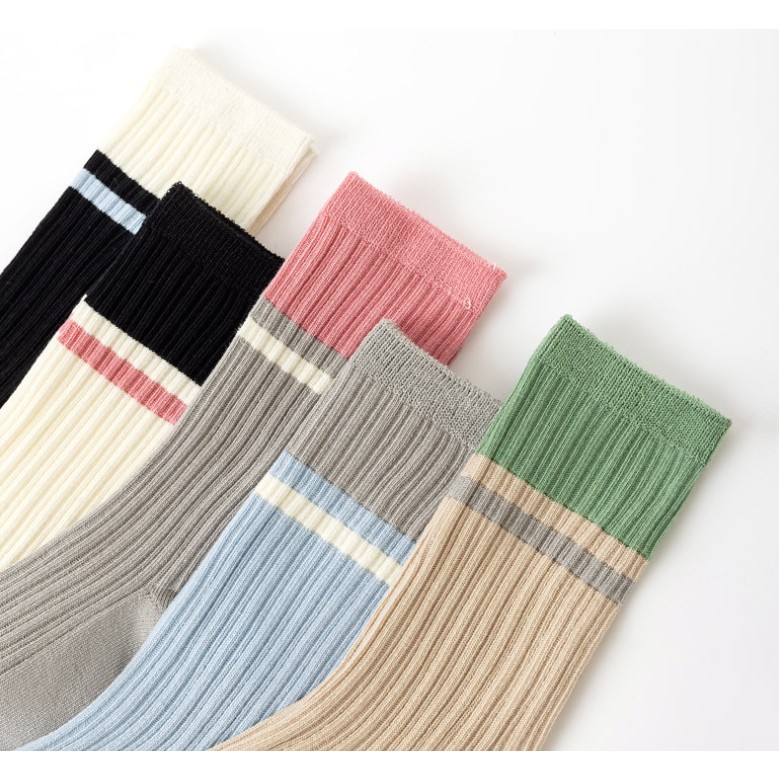 Vớ Tất cotton nữ 2 màu cổ cao phong cách trẻ trung, năng động