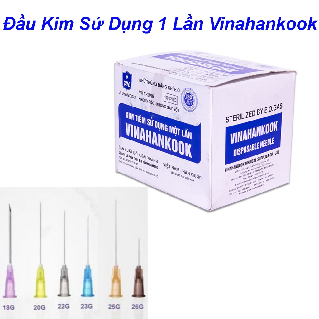 Đầu Kim Tiêm Kim Lấy Thuốc Vô Trùng Vanahankook Hộp 100 Kim 18G,20G,22G ...