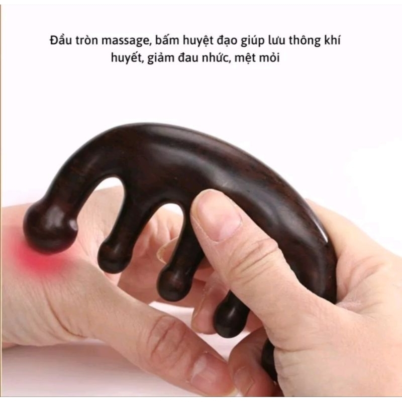 Lược massage đầu gỗ đàn hương giảm mệt mỏi Bellena LG1