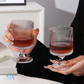 Ly Thuỷ Tinh Hoạ Tiết Sọc Có Chân 250ml | Cốc Thuỷ Tinh Đựng Kem, Sinh Tố Đá Xay, Nước Ép, cocktail, cà phê