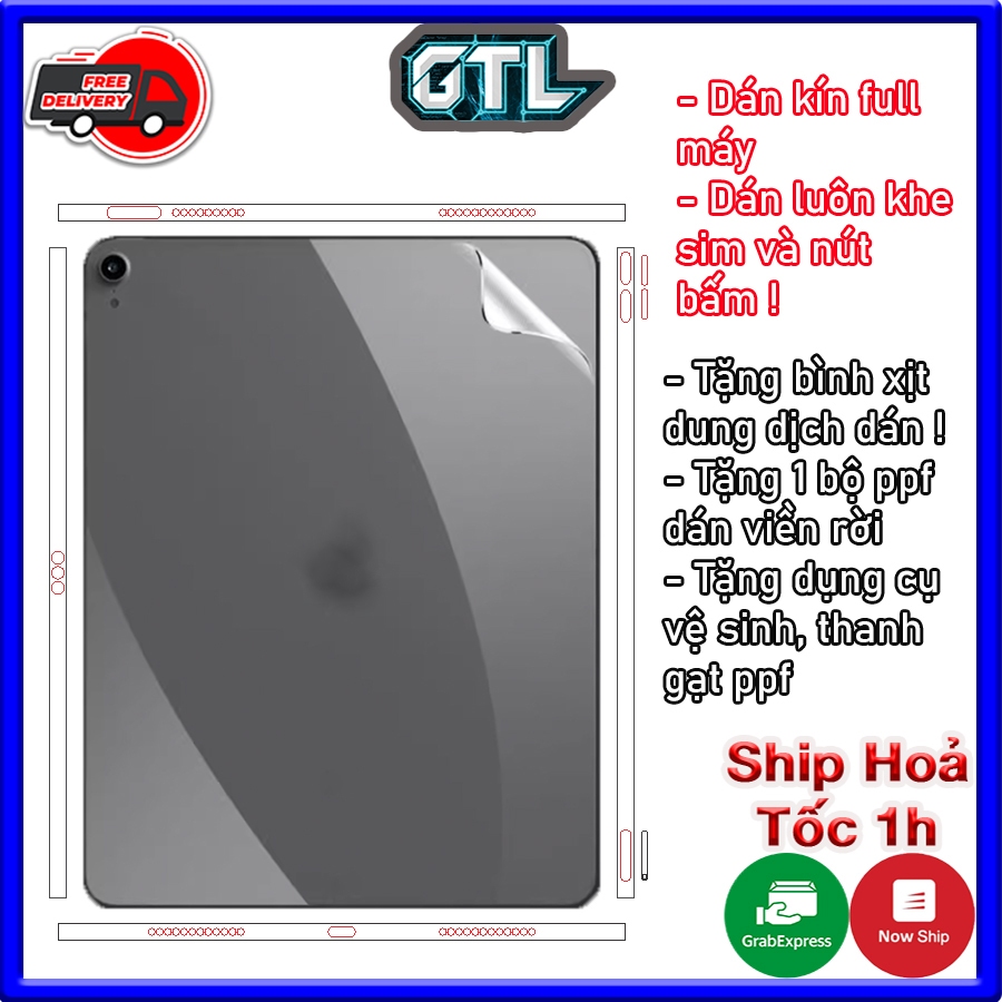 BỘ PPF SKIN DÁN IPAD TRONG SUỐT NHÁM, Skin Dán Full Viền, PPF Full Chi Tiết Nút Bấm Khe Sim !