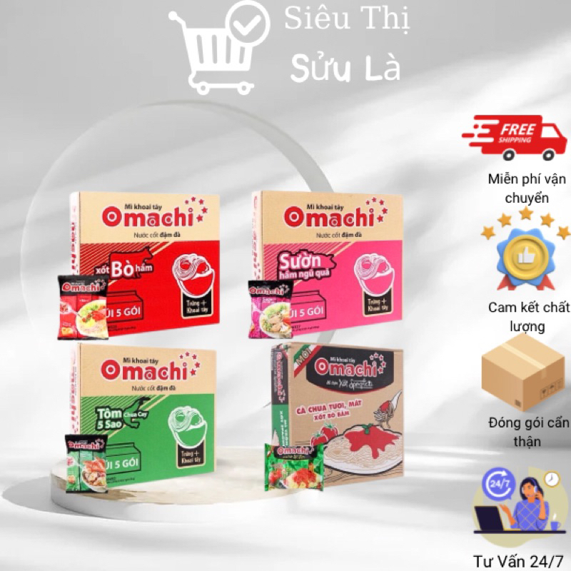 Thùng 30 Gói Mì Khoai Tây Omachi ( Bò Hầm, Sườn Hầm Ngũ Quả, Lẩu Bắp ...