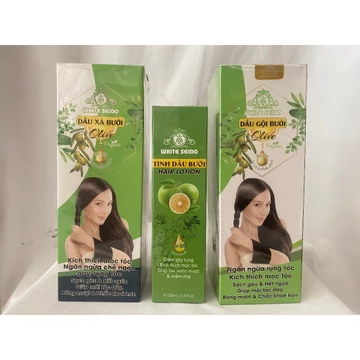 Combo dầu gội kích thích mọc tóc, sạch gàu hết ngứa White Seido " NAD" (Dầu Gội + Dầu Xả + Tinh Dầu Bưởi)