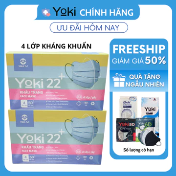 Khẩu Trang Cua YOKI 22+ Kiểu Dáng KF94 [Hộp 50 Chiếc] 💗𝑭𝑹𝑬𝑬𝑺𝑯𝑰𝑷💗 Khẩu Trang KF94 Cải Tiến 4 Lớp Kháng Khuẩn