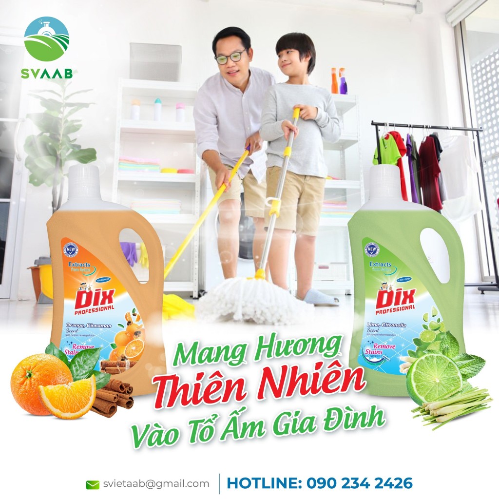 Nước lau sàn DIX hương cam quế/ Chanh sả, chai 2kg - HÀNG CHÍNH HÃNG