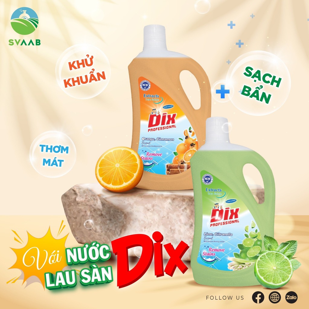 Nước lau sàn DIX hương cam quế/ Chanh sả, chai 2kg - HÀNG CHÍNH HÃNG