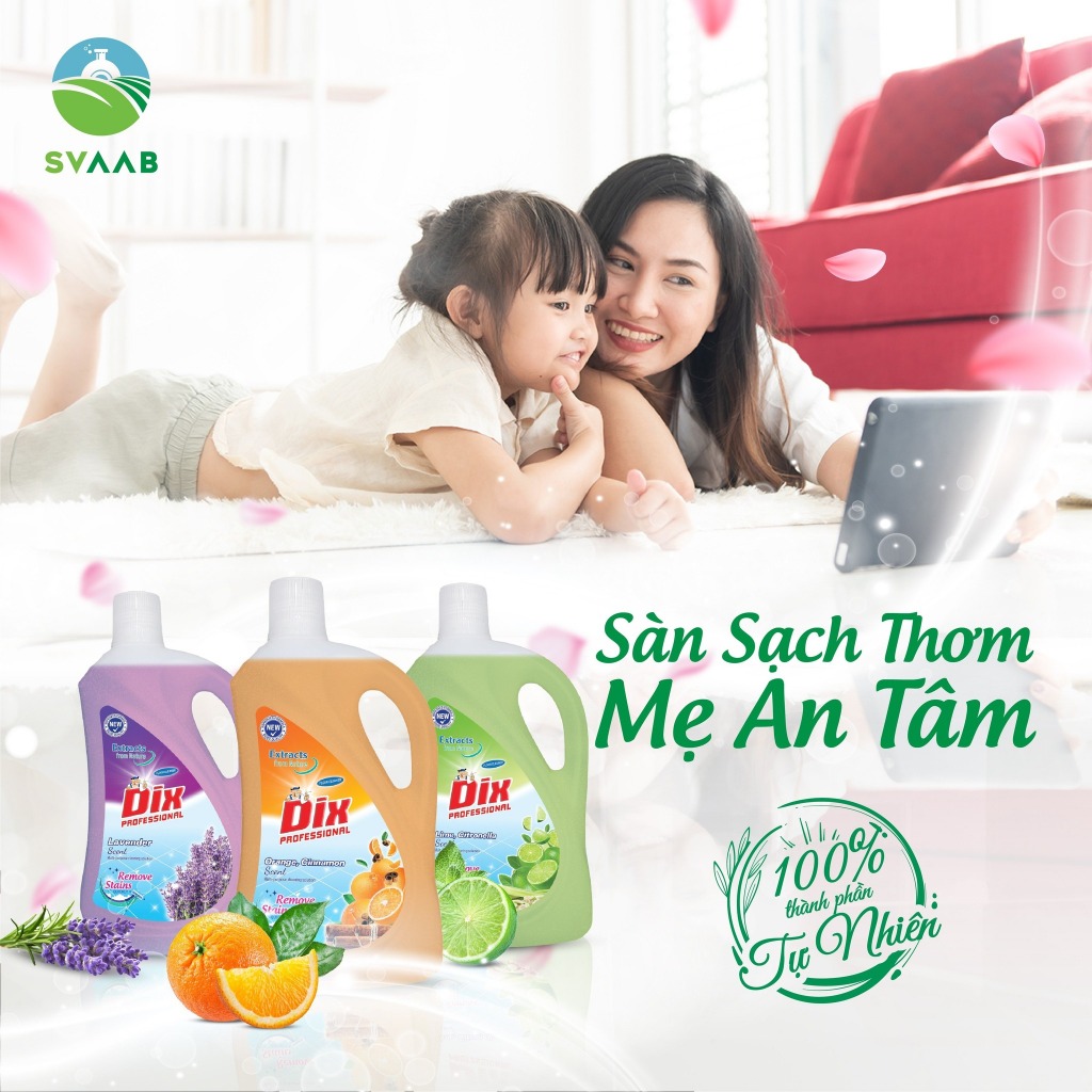 Nước lau sàn DIX hương cam quế/ Chanh sả, chai 2kg - HÀNG CHÍNH HÃNG
