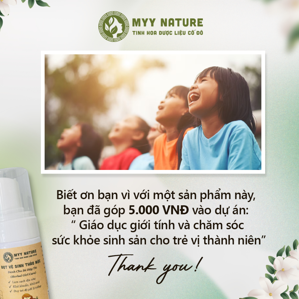 Bọt vệ sinh thảo mộc Myy Nature dành cho bé dậy thì chai 100ml - Làm sạch dịu nhẹ, cân bằng độ pH