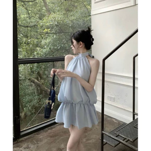SET ĐẦM YẾM XANH TƠ ÁNH NHŨ HỞ LƯNG XÒE DÁNG BÍ PHỒNG + QUẦN SHORT XANH LƯNG THUN