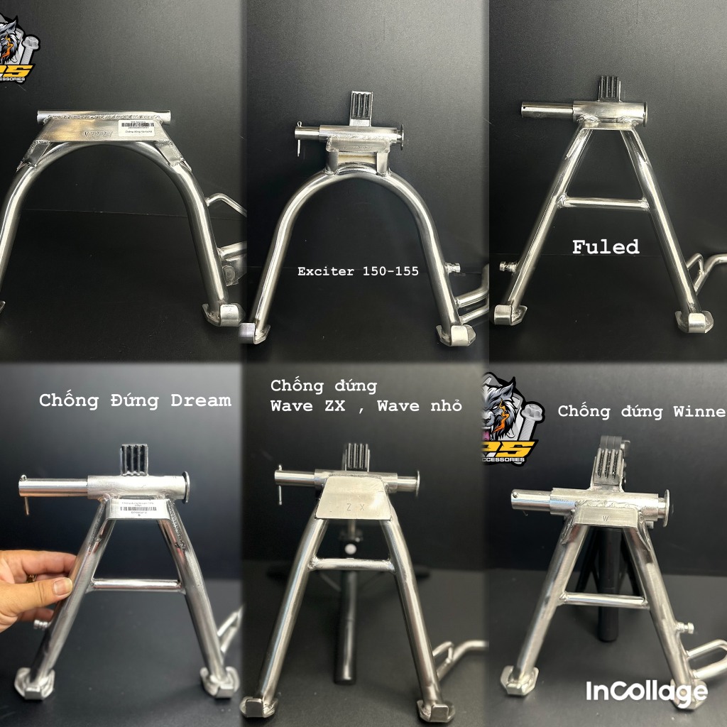 Chống đứng thương hiệu TPS inox 304 dành cho mọi loại xe máy (hàng sáng bóng sắc nét)
