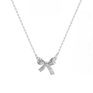 [Hàng chính hãng] Dây Chuyền Bạc Nữ Cao Cấp Bow Necklace Silver Sang Trọng, Chính Hãng CDE